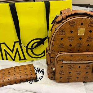 MCM Brown Visetos Monogram Backpack